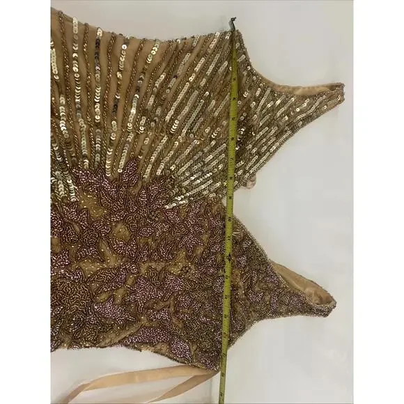 $598 Mac Duggal 5473 High Slit Embellished Sequins Dress Gold Size 8 NWT - Picture 16 of 16